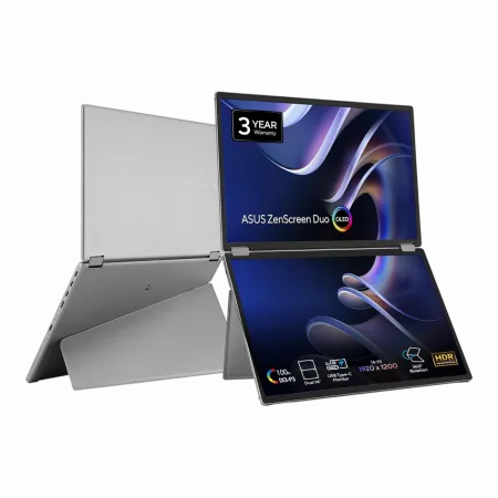 Монітор портативний Asus 2x14" ZenScreen DUO MQ149CD mHDMI, 2xUSB-C, OLED, 1920x1200, 16:10, DCI-P3 100%, HDR400, Cover