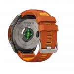 Смарт-годинник Garmin Fenix 9 Pro - inReach, 51мм Titanium з Autumn Orange/Spark Orange помаранчевим силіконовим ремінцем