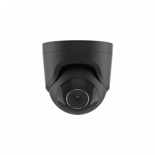 IP-Камера дротова Ajax TurretCam, 5мп, 2.8мм, Poe, True WDR, IP 65, ІЧ 35м, аудіо, кут огляду 100° до 110°, купольна, чорна