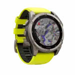 Смарт-годинник Garmin Fenix 8 51мм, Solar Sapphire, Titanium з Amp Yellow/Graphite жовтим силіконовим ремінцем