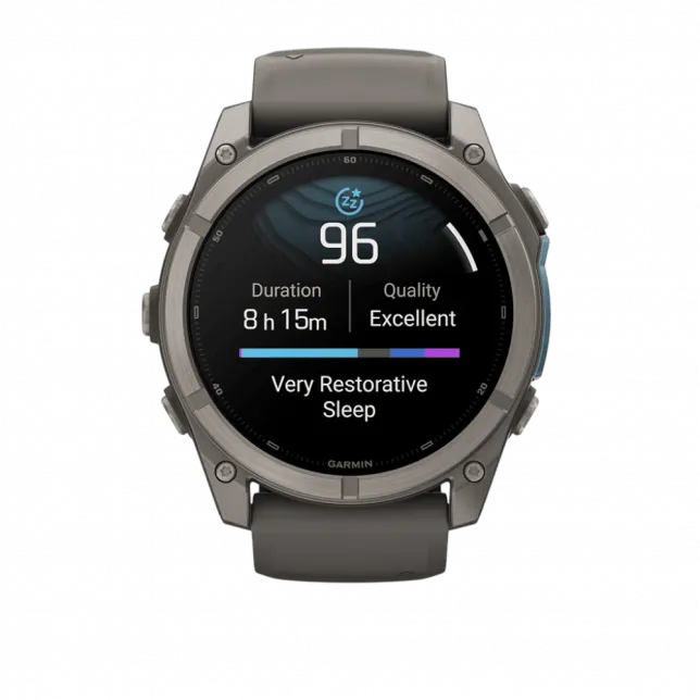 Смарт-годинник Garmin Fenix 9 51мм, Titanium з Pebble Gray темно-сірим силіконовим ремінцем