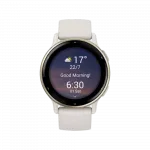 Смарт-годинник Garmin Vivoactive 5 Cream Gold Aluminum Bezel з корпусом кольору слонова кістка Ivory та силіконовим ремінцем