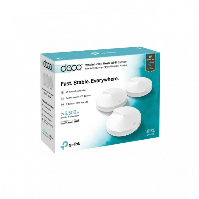 Система WiFi-Mesh TP-LINK Deco M5 AC1300, 1xGE LAN, 1xGE WAN, 3мод