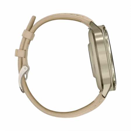 Смарт-годинник Garmin Venu 4 41 мм Lunar Gold з Bone світло-бежевим силіконовим та Light Sand бежевим шкіряним ремінцями