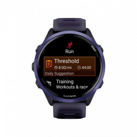 Смарт-годинник Garmin Forerunner 570 47мм Indigo Aluminum з Translucent Whitestone/Turquoise блакитним силіконовим ремінцем