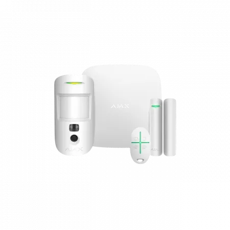 Комплект охоронної сигналізації Ajax HDR StarterKit Cam Plus, hub 2 plus, motioncam HDR, doorprotect, spacecontrol, jeweller, бездротовий, білий