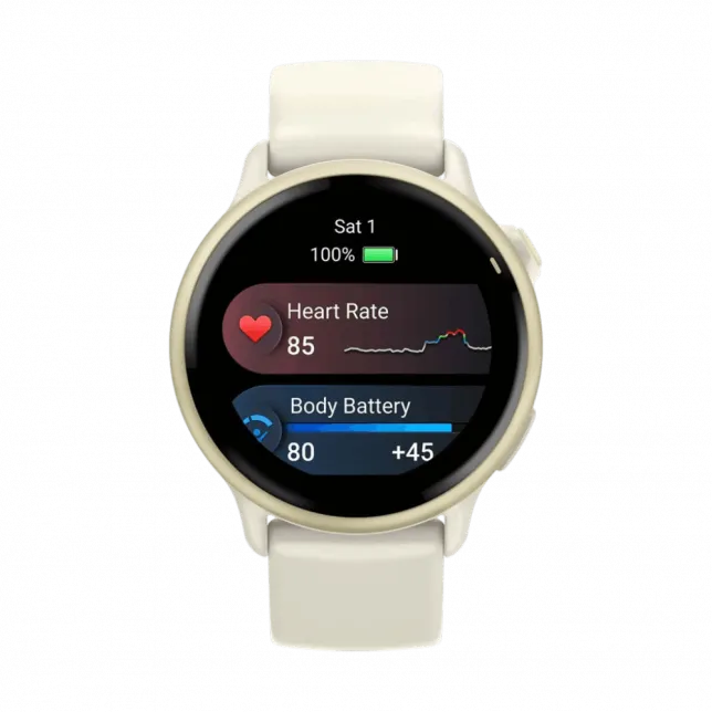 Смарт-годинник Garmin Vivoactive 6 Lunar Gold з Bone білим силіконовим ремінцем