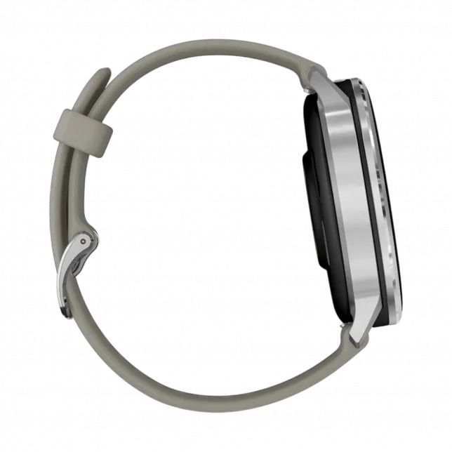Смарт-годинник Garmin Venu 4 Silver з Silver Gray сірим силіконовим ремінцем