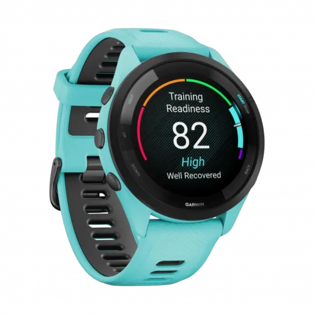 Смарт-годинник Garmin Forerunner 265 з Aqua корпусом та Aqua/Black бірюзовим силіконовим ремінцем