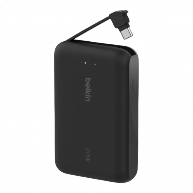 Повербанк Belkin 10000mAh 20W з інтегрованим кабелем USB-C, Black