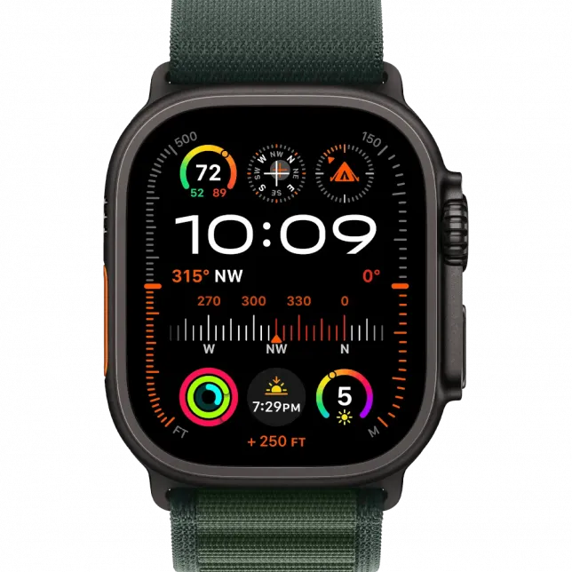 б/у Apple Watch Ultra 2 GPS + LTE 49mm Black Titanium Case with Dark Green Alpine Loop - Large