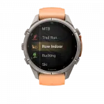 Смарт-годинник Garmin Fenix 9 Pro - inReach, 43мм Titanium з Shell Pink/Autumn Orange рожевим/помаранчевим силіконовим ремінцем