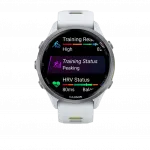 Смарт-годинник Garmin Forerunner 970 Titanium з Whitestone корпусом та Whitestone/Translucent Amp Yellow білим силіконовим ремінцем