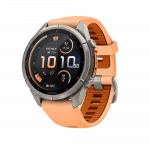 Смарт-годинник Garmin Fenix 9 Pro - inReach, 43мм Titanium з Shell Pink/Autumn Orange рожевим/помаранчевим силіконовим ремінцем