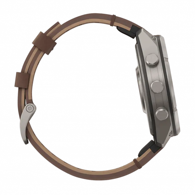 Смарт-годинник Garmin Fenix 9 Pro - inReach, 47мм Titanium з Walnut коричневим шкіряним ремінцем