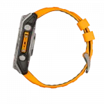 Смарт-годинник Garmin Fenix 8 51мм, AMOLED Sapphire, Titanium з Spark Orange/Graphite помаранчевим силіконовим ремінцем