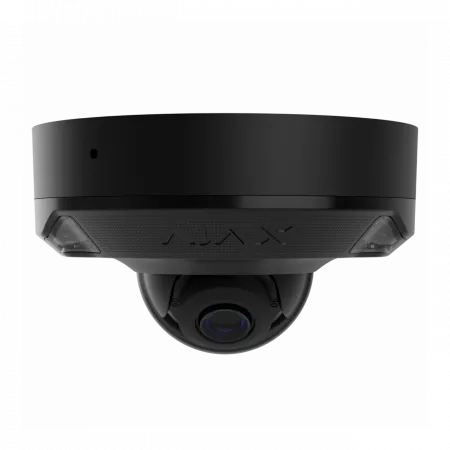 IP-Камера дротова Ajax DomeCam Mini HL black, 8мп, 4мм, гібридне підсвічування IR 15м, білий Led 15м, Poe, True WDR, IP 65, ІЧ 15м, аудіо, кут огляду 75° до 85°, міні купольна, чорна