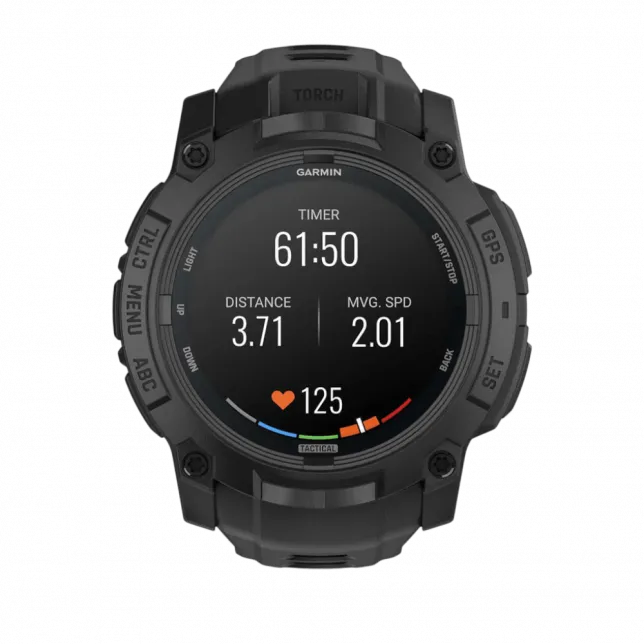Смарт-годинник Garmin Instinct 3 50 мм, AMOLED, Tactical Edition Black чорний з чорним силіконовим ремінцем