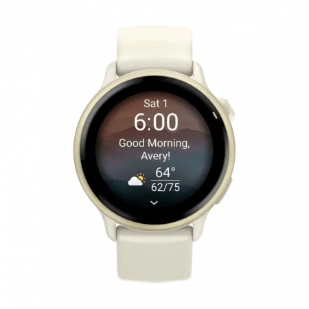 Смарт-годинник Garmin Vivoactive 6 Lunar Gold з Bone білим силіконовим ремінцем