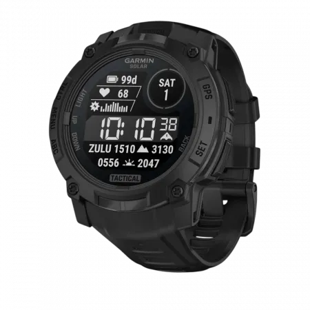 Смарт-годинник Garmin Instinct 3 50 мм, Solar, Tactical Edition Black чорний з чорним силіконовим ремінцем