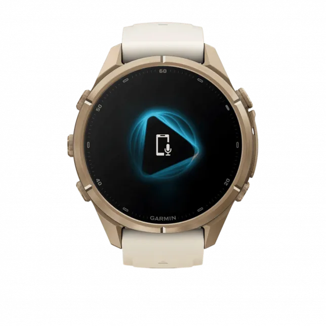 Смарт-годинник Garmin Fenix 9 Pro - inReach, 43мм Autumn Gold Titanium з Cream/French Grey бежевим/сірим силіконовим ремінцем