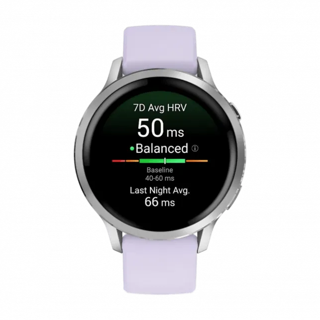 Смарт-годинник Garmin Venu 4 41 мм Silver з Periwinkle бузковим силіконовим ремінцем