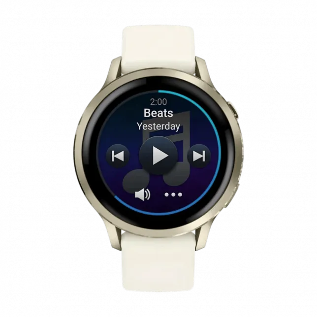 Смарт-годинник Garmin Venu 4 41 мм Lunar Gold з Bone світло-бежевим силіконовим ремінцем
