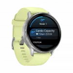 Смарт-годинник Garmin Venu 4 45 мм Silver з Citron світло-жовтим силіконовим ремінцем