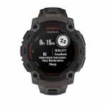 Смарт-годинник Garmin Instinct E 45 мм Black чорний з Charcoal коричневим силіконовим ремінцем