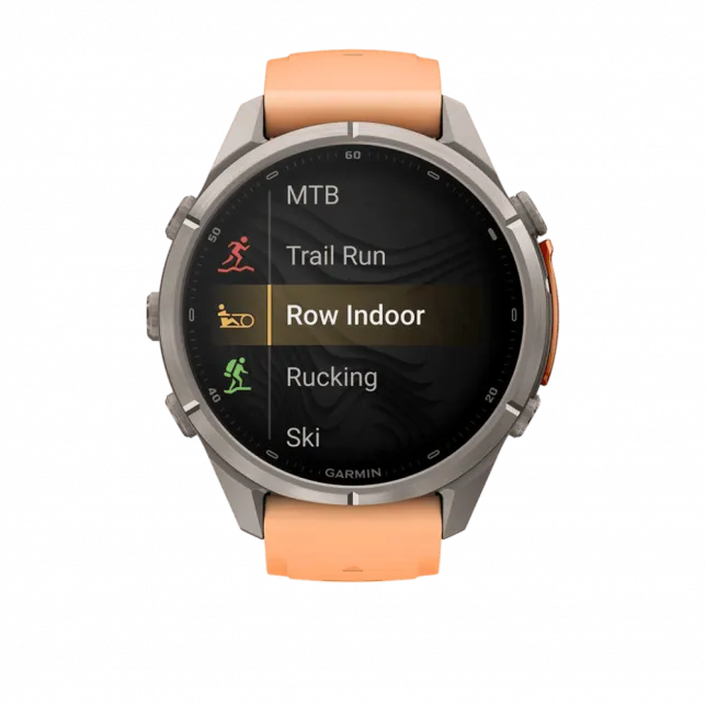 Смарт-годинник Garmin Fenix 9 Pro - inReach, 43мм Titanium з Shell Pink/Autumn Orange рожевим/помаранчевим силіконовим ремінцем