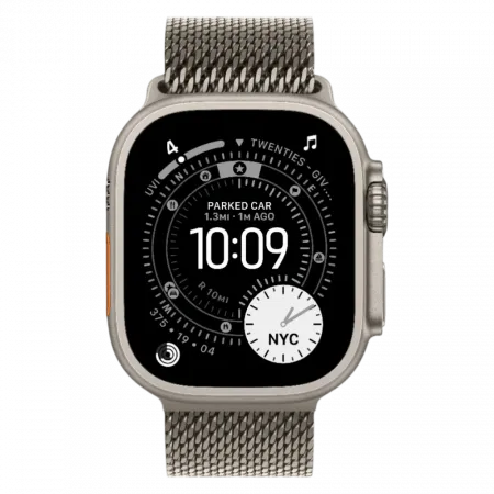 Apple Watch Ultra 3 GPS + LTE, 49mm Natural Titanium Case with Natural Titanium Milanese Loop - Small