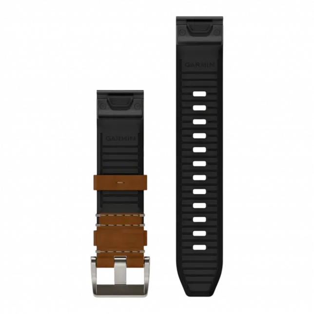 Ремінець QuickFit 22 мм, Brown/Black коричневий гібридний шкіряний/каучуковий