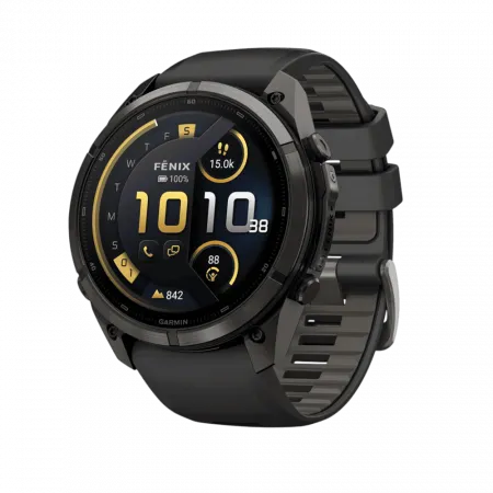 Смарт-годинник Garmin Fenix 9 Pro - inReach, 51мм Carbon Gray DLC Titanium з Black/Pebble Grey чорним/темно-сірим силіконовим ремінцем