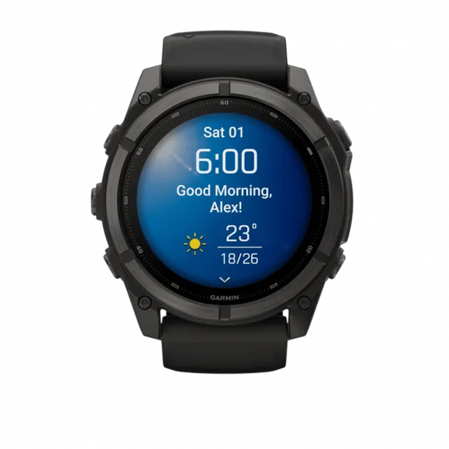 Смарт-годинник Garmin Fenix 9  51мм, Carbon Grey DLC Titanium з Black чорним силіконовим ремінцем