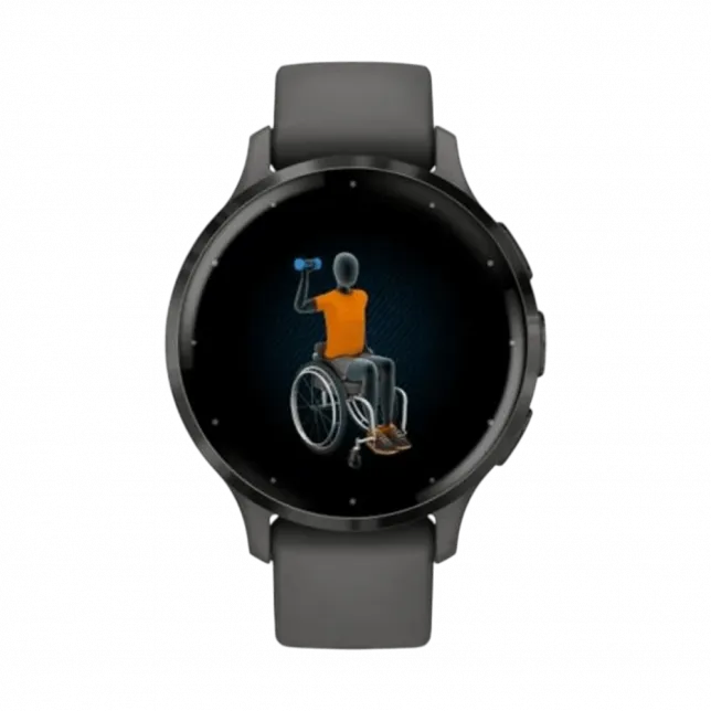 Смарт-годинник Garmin Venu 3S Slate Stainless Steel Bezel з Pebble Gray темно-сірим корпусом та силіконовим ремінцем