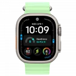 Apple Watch Ultra 4 GPS + LTE 49mm Natural Titanium Case with Neon Green Ocean Band (MJCR4+MGCF4)
