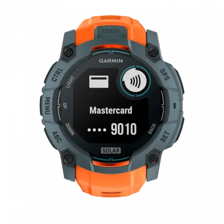 Смарт-годинник Garmin Instinct 3 50 мм, Solar Twilight сірий з Solstice помаранчевим силіконовим ремінцем