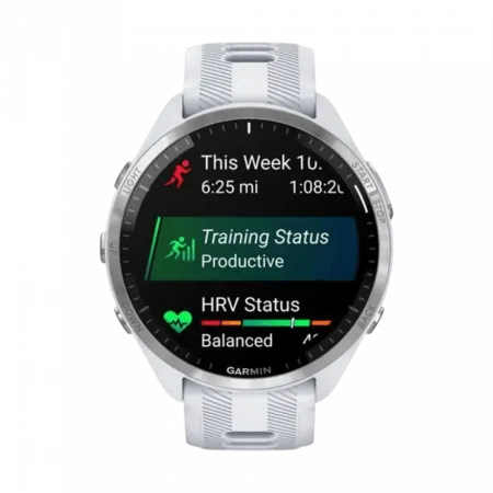 Смарт-годинник Garmin Forerunner 965 Titanium Bezel з Whitestone корпусом та Whitestone/Powder Grey силіконовим ремінцем