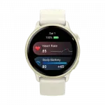Смарт-годинник Garmin Vivoactive 6 Lunar Gold з Bone білим силіконовим ремінцем
