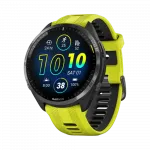 Смарт-годинник Garmin Forerunner 965 Carbon Grey DLC Titanium Bezel з чорним корпусом та Amp Yellow/Black силіконовим ремінцем
