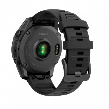 Смарт-годинник Garmin Fenix E 47мм, AMOLED Slate Gray Steel з чорним силіконовим ремінцем