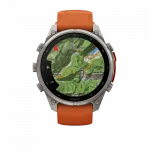 Смарт-годинник Garmin Fenix 9 Pro - inReach, 47мм Titanium з Autumn Orange/Spark Orange помаранчевим силіконовим ремінцем