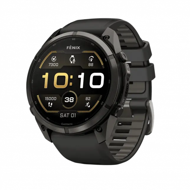 Смарт-годинник Garmin Fenix 9 Pro 51мм, Carbon Gray DLC Titanium з Black/Pebble Grey чорним/темно-сірим силіконовим ремінцем