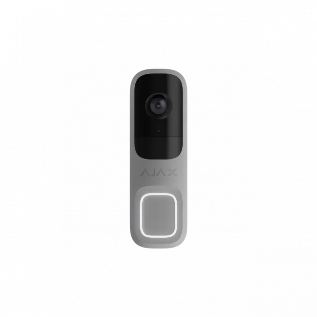 Відеодзвінок Ajax Doorbell, універсальне встановлення, 4 мп, 155° вертикальний 90° горизонтальний, іч 6м, дальнісь виявлення руху 4м, штучний інтелект, wi-fi, grey