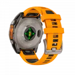 Смарт-годинник Garmin Fenix 8 47мм, AMOLED Sapphire, Titanium з Spark Orange/Graphite помаранчевим силіконовим ремінцем