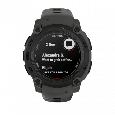 Смарт-годинник Garmin Instinct E 40 мм Black чорний з Charcoal коричневим силіконовим ремінцем