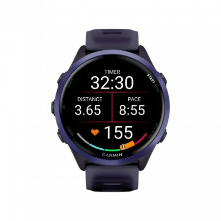 Смарт-годинник Garmin Forerunner 570 47мм Indigo Aluminum з Translucent Whitestone/Turquoise блакитним силіконовим ремінцем
