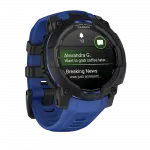 Смарт-годинник Garmin Instinct 3 45 мм, AMOLED Black чорний з Bolt Blue/Black синім/чорним силіконовим ремінцем