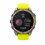 Смарт-годинник Garmin Fenix 8 47мм, Solar Sapphire, Titanium з Amp Yellow/Graphite жовтим силіконовим ремінцем