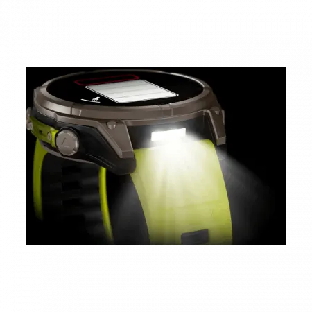 Смарт-годинник Garmin Fenix 8 47мм, Solar Sapphire, Titanium з Amp Yellow/Graphite жовтим силіконовим ремінцем